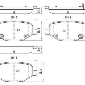 Brake Pads Set Rear Ceramic Chrysler Town Country 2014-2016 , D1719