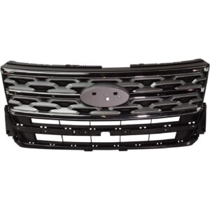 Grille Front Ford Explorer 2018-2019 Silver Gray With Chrome Molding , Fo1200626 - Hunt Parts