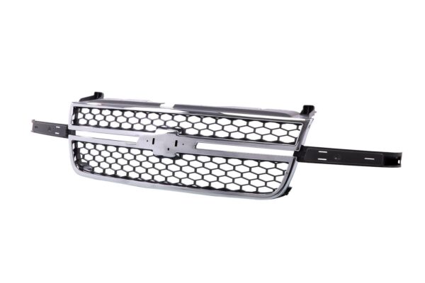 Grille Chevrolet Silverado 3500 2005-2006 Chrome Frame With Gray Honrycomb O5 Ss/Center Bar Needs Wing Inserts , GM1200546 - Image 3