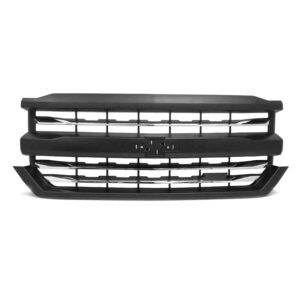 Grille Front Chevrolet Silverado 1500 2017-2018 Ptm With Black Slotted Background /3 Chrome Bars , Gm1200763 - Hunt Parts