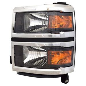 Head Lamp Driver Side Chevrolet Silverado 1500 2014-2015 Halogen Chrome Without Projector Fits Wt/Lt Model High Quality , GM2502410