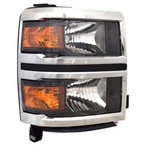 Head Lamp Passenger Side Chevrolet Silverado 1500 2014-2015 Halogen Chrome Without Projector Fits Wt/Lt Model High Quality , GM2503410
