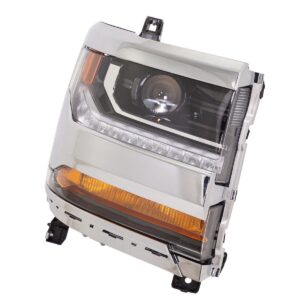 Head Lamp Passenger Side Chevrolet Silverado 1500 2016-2018 Hid With Chrome Bezel High Quality , Gm2503445 - Hunt Parts