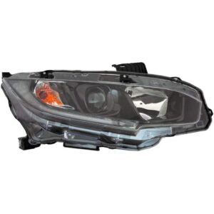 Head Lamp Passenger Side Honda Civic Sedan 2019-2021 Halogen With Black Bezel , HO2503192