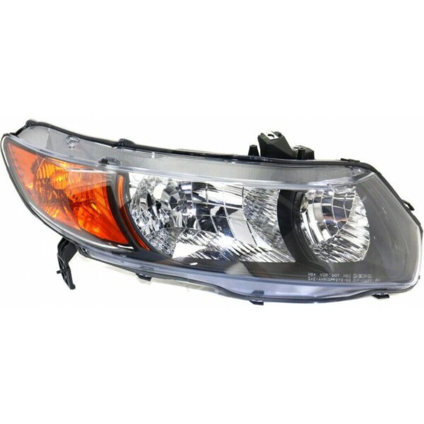 Head Lamp Passenger Side Honda Civic Coupe 2006-2008 Black Housing , HO2519111V - Image 5