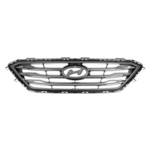 Grille Hyundai Sonata 2015-2017 With Chrome/Black Molding 3 Bars Without Auto Cruise Ptd Silver Gray Sport , HY1200182