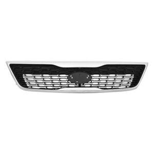 Grille Kia Sorento 2014-2015 Painted Black With Chrome Moulding , Ki1200155U - Hunt Parts