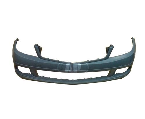 Bumper Front Mercedes C350 2008-2011 Primed Without Sensor Without Headlamp Washer Without Amg Sport Pkg With Chrome Slots , MB1000298