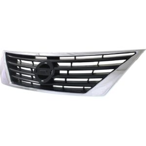 Grille Nissan Versa Sedan 2012-2014 Black With Chrome Moulding , NI1200247