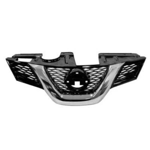Grille Painted Nissan Rogue 2014-2016 Black With Chrome Moulding With Camera Hole , NI1200259