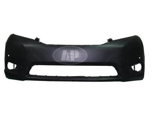Bumper Front Toyota Sienna 2011-2017 Primed With Sensor Hole With Fog Lamp Hole Ltd Model Capa , TO1000368C - Hunt Parts