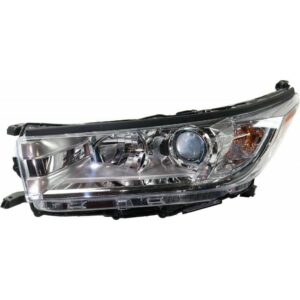 Head Lamp Driver Side Toyota Highlander 2017-2019 With Smoked Chrome With Chrome Bezel Without Led Drl Le/Le Plus/Xle Model High Quality , TO2502251